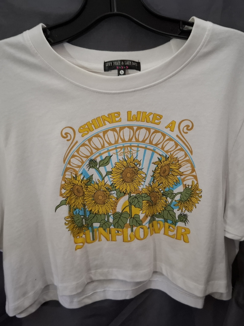 Love Peace & Lazy Days Shine Like a Sunflower Graphic Tee - White & Yellow
